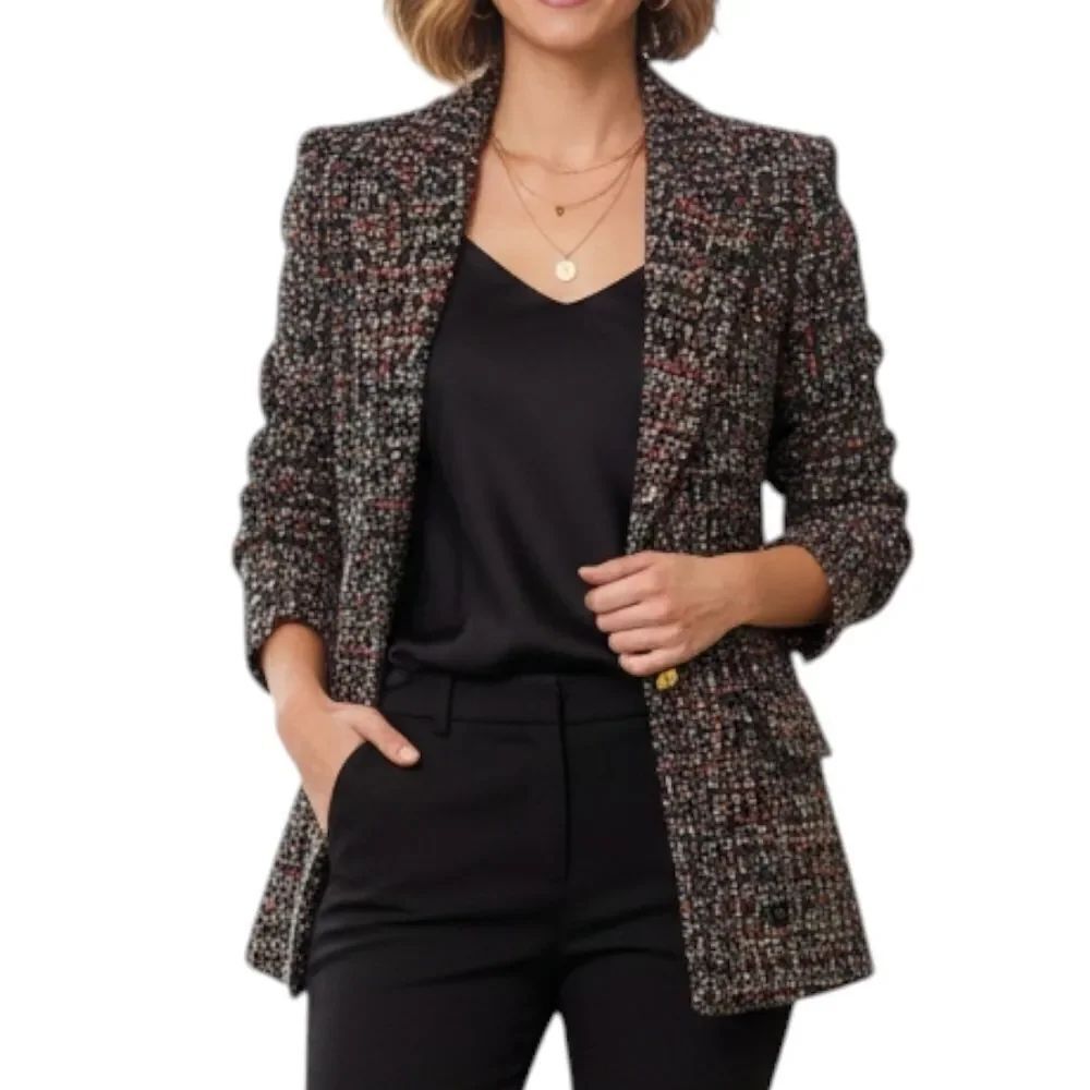 Amanda Urichard Multi-Color Metallic Tweed Blazer - Size XL
